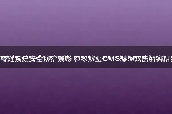 网站内容管理系统安全防护策略 有效防止CMS漏洞攻击的实用技巧