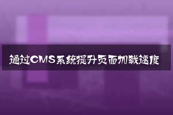 通过CMS系统提升页面加载速度